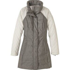 Prana women's Mixer Parka coat small quilted cream grey full zip